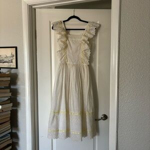Vintage 1960’s handmade cotton lace eyelet tea length midi dress wedding bridal